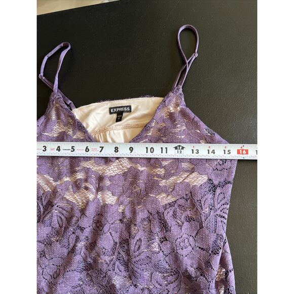 Express Tiered Lace Babydoll Cami Small Crop Purple Coquette Delicate Fairy Y2K - Picture 8 of 9